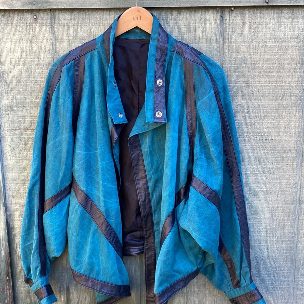 Vintage 1990’s Rich Teal & Black leather MJ jacket